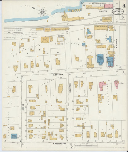 Sanborn Fire Insurance Map from Batavia, Kane County, Illinois (1897), Sheet #0004 - Complete Map Set gallery image, historic Sanborn map, vintage wall art, Illinois Illinois