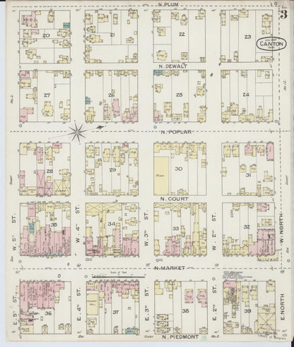 Sanborn Fire Insurance Map from Canton, Stark County, Ohio (1887), Sheet #0003 - Historic Sanborn Fire Insurance Map Print, vintage old map wall art, antique decor, genealogy gift, Ohio Ohio map