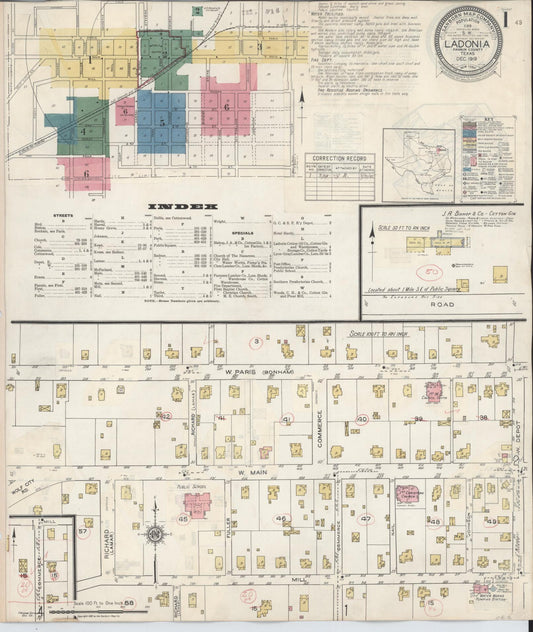 Sanborn Fire Insurance Map from Ladonia, Fannin County, Texas (1934), Sheet #0001 - Complete Map Set gallery image, historic Sanborn map, vintage wall art, Texas Texas