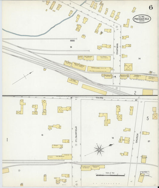Sanborn Fire Insurance Map from Presque Isle, Aroostook County, Maine (1903), Sheet #0006 - Historic Sanborn Fire Insurance Map Print, vintage old map wall art, antique decor, genealogy gift, Maine Maine map