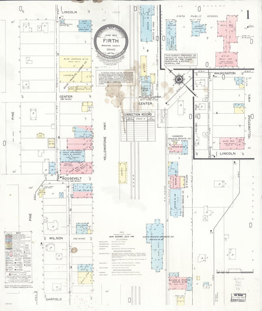 Sanborn Fire Insurance Map from Firth, Bingham County, Idaho (1955), Sheet #0001 - Historic Sanborn Fire Insurance Map Print, vintage old map wall art, antique decor, genealogy gift, Idaho Idaho map