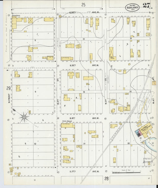 Sanborn Fire Insurance Map from Ashland, Ashland County, Wisconsin (1901), Sheet #0027 - Historic Sanborn Fire Insurance Map Print, vintage old map wall art, antique decor, genealogy gift, Wisconsin Wisconsin map