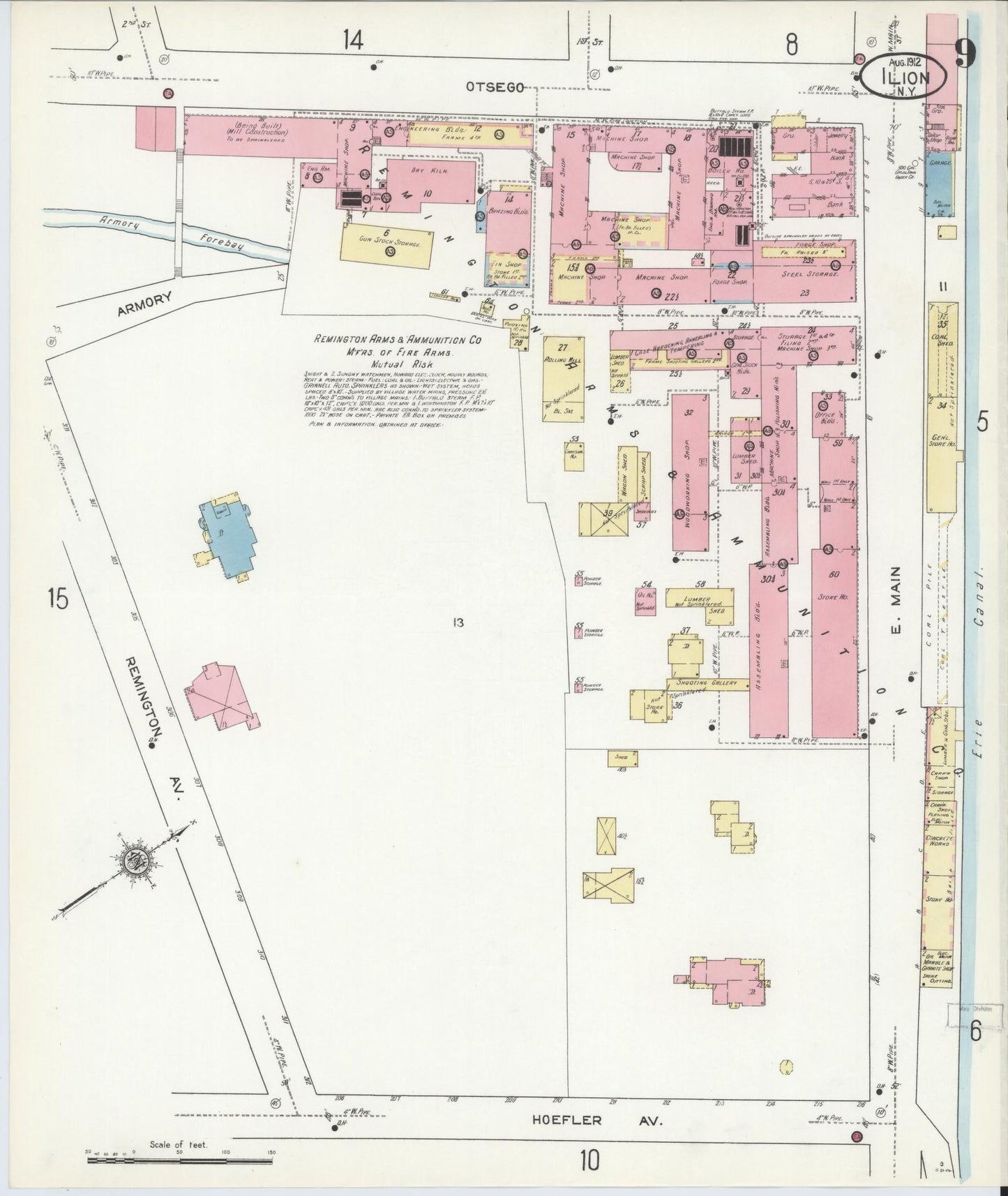 Sanborn Fire Insurance Map from Ilion, Herkimer County, New York (1912), Sheet #0009 - Complete Map Set gallery image, historic Sanborn map, vintage wall art, New York New York