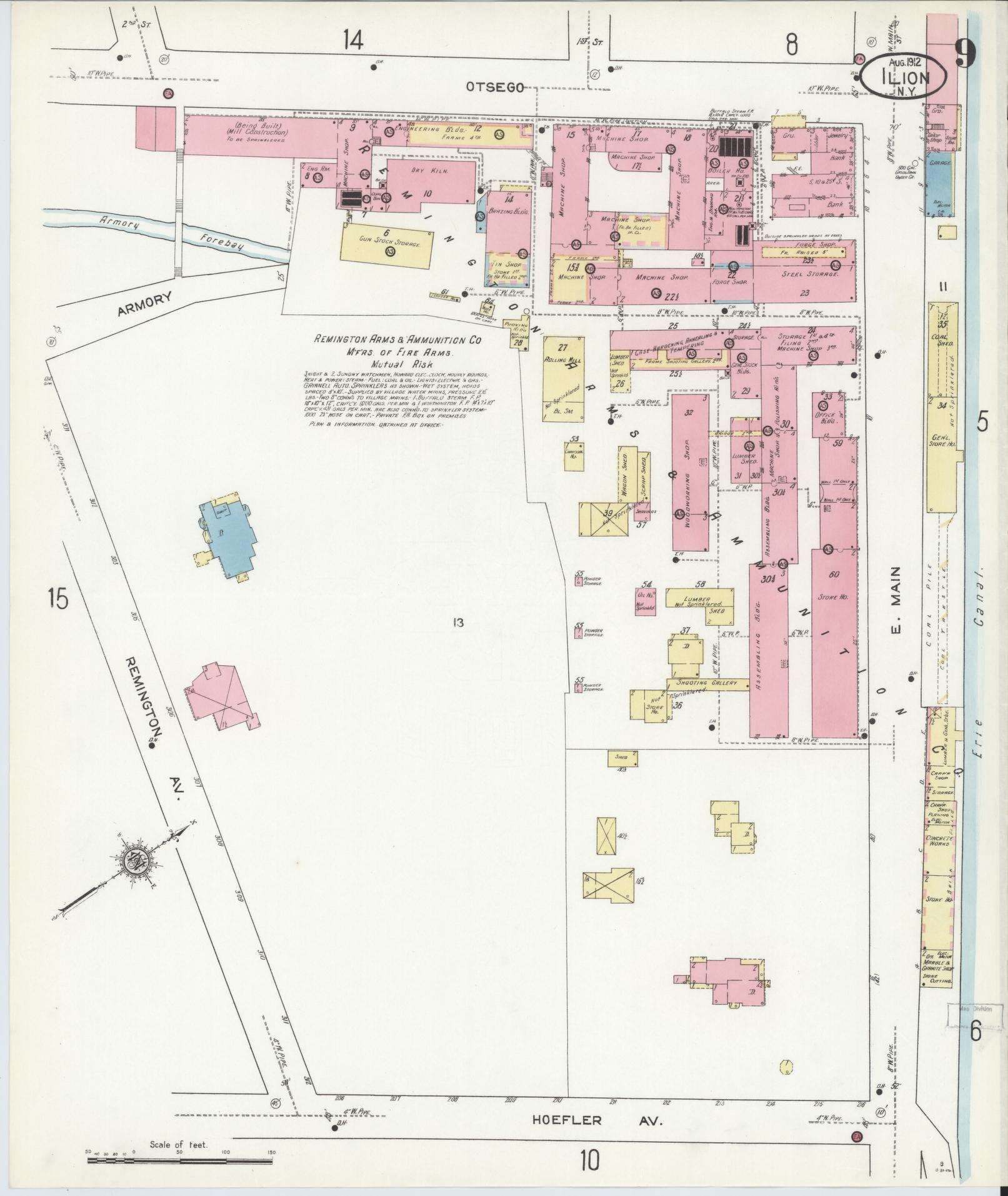 Sanborn Fire Insurance Map from Ilion, Herkimer County, New York (1912), Sheet #0009 - Complete Map Set gallery image, historic Sanborn map, vintage wall art, New York New York