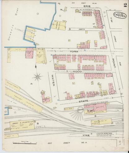 Sanborn Fire Insurance Map from Camden, Camden County, New Jersey (1885), Sheet #0002 - Historic Sanborn Fire Insurance Map Print, vintage old map wall art, antique decor, genealogy gift, New Jersey New Jersey map