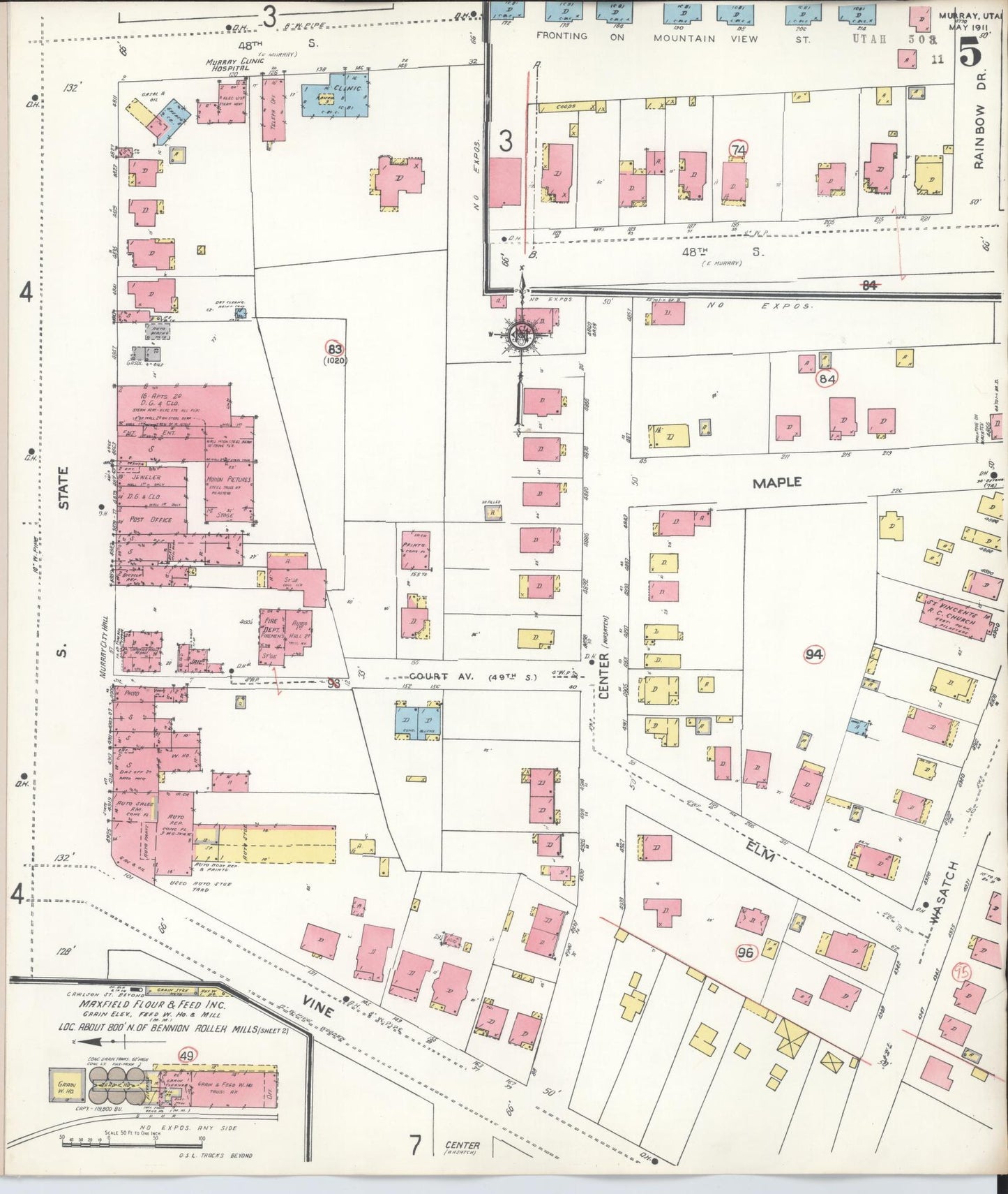 Sanborn Fire Insurance Map from Murray, Salt Lake County, Utah (1942), Sheet #0005 - Complete Map Set gallery image, historic Sanborn map, vintage wall art, Utah Utah