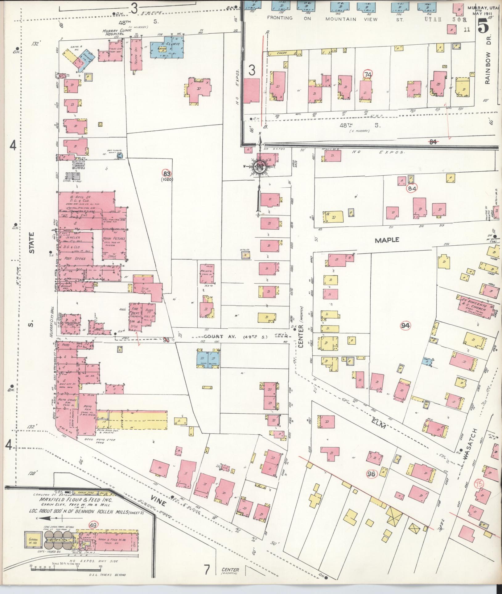 Sanborn Fire Insurance Map from Murray, Salt Lake County, Utah (1942), Sheet #0005 - Complete Map Set gallery image, historic Sanborn map, vintage wall art, Utah Utah