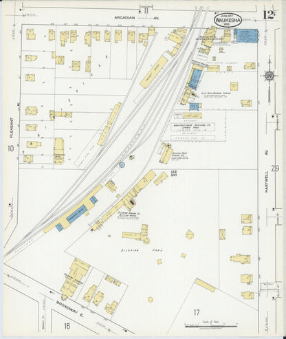 Sanborn Fire Insurance Map from Waukesha, Waukesha County, Wisconsin (1917), Sheet #0012 - Complete Map Set gallery image, historic Sanborn map, vintage wall art, Wisconsin Wisconsin