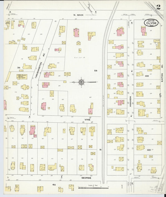 Sanborn Fire Insurance Map from Clyde, Sandusky County, Ohio (1911), Sheet #0002 - Historic Sanborn Fire Insurance Map Print, vintage old map wall art, antique decor, genealogy gift, Ohio Ohio map