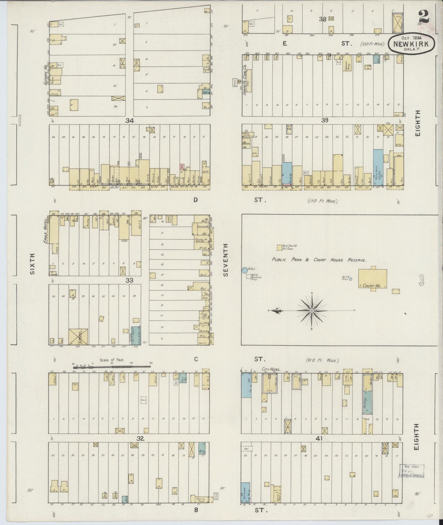 Sanborn Fire Insurance Map from Newkirk, Kay County, Oklahoma (1894), Sheet #0002 - Historic Sanborn Fire Insurance Map Print, vintage old map wall art, antique decor, genealogy gift, Oklahoma Oklahoma map