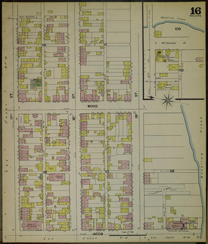Sanborn Fire Insurance Map from Wheeling, Ohio County, West Virginia (1890), Sheet #0016 - Complete Map Set gallery image, historic Sanborn map, vintage wall art, West Virginia West Virginia
