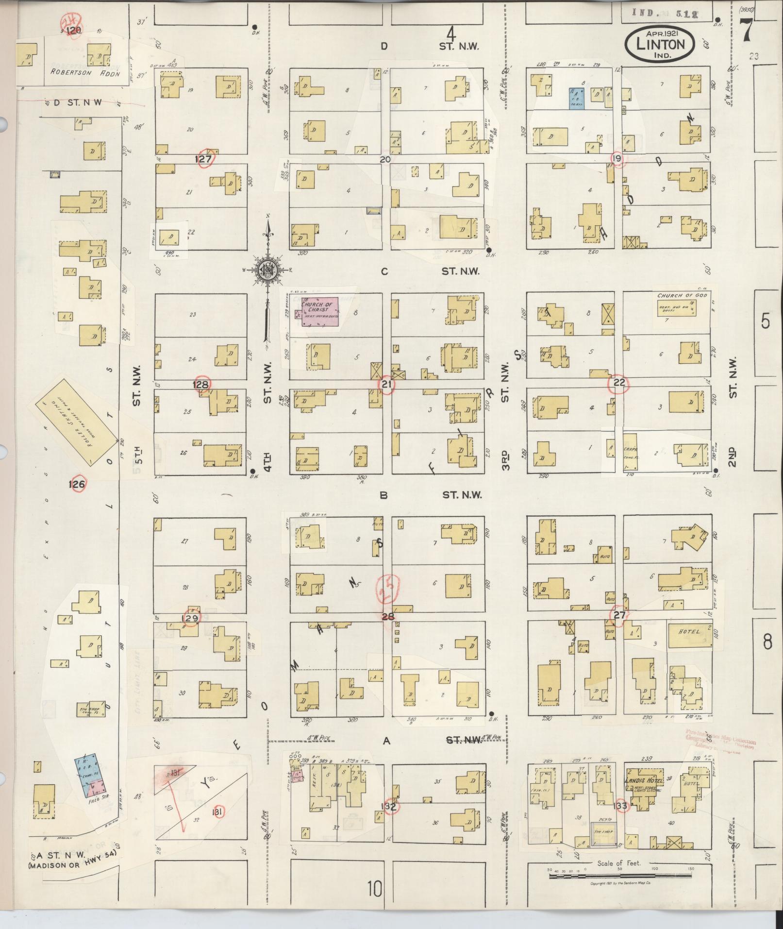 Sanborn Fire Insurance Map from Linton, Greene County, Indiana (1948), Sheet #0007 - Historic Sanborn Fire Insurance Map Print, vintage old map wall art, antique decor, genealogy gift, Indiana Indiana map
