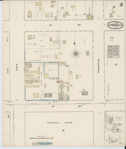 Sanborn Fire Insurance Map from Logan, Cache County, Utah (1885), Sheet #0003 - Historic Sanborn Fire Insurance Map Print, vintage old map wall art, antique decor, genealogy gift, Utah Utah map