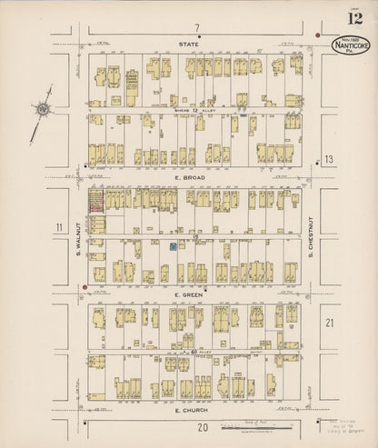 Sanborn Fire Insurance Map from Nanticoke, Luzerne County, Pennsylvania (1920), Sheet #0012 - Historic Sanborn Fire Insurance Map Print, vintage old map wall art, antique decor, genealogy gift, Pennsylvania Pennsylvania map