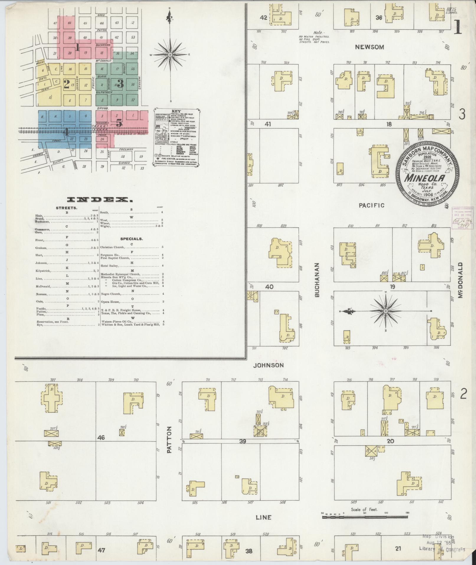Sanborn Fire Insurance Map from Mineola, Wood County, Texas. (1906) – Historic Sanborn Fire Insurance Map Print
