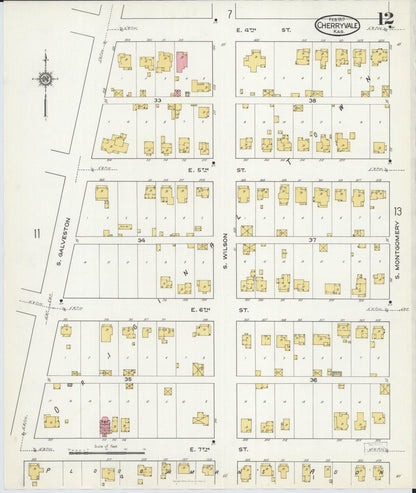 Sanborn Fire Insurance Map from Cherryvale, Montgomery County, Kansas (1917), Sheet #0012 - Complete Map Set gallery image, historic Sanborn map, vintage wall art, Kansas Kansas