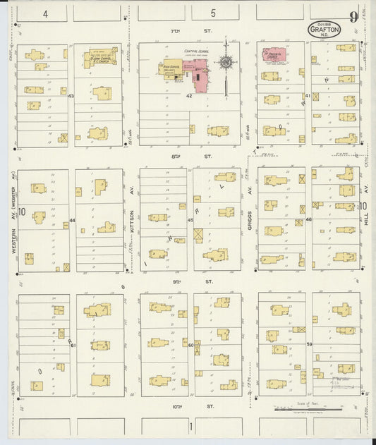 Sanborn Fire Insurance Map from Grafton, Walsh County, North Dakota (1918), Sheet #0009 - Historic Sanborn Fire Insurance Map Print, vintage old map wall art, antique decor, genealogy gift, North Dakota North Dakota map