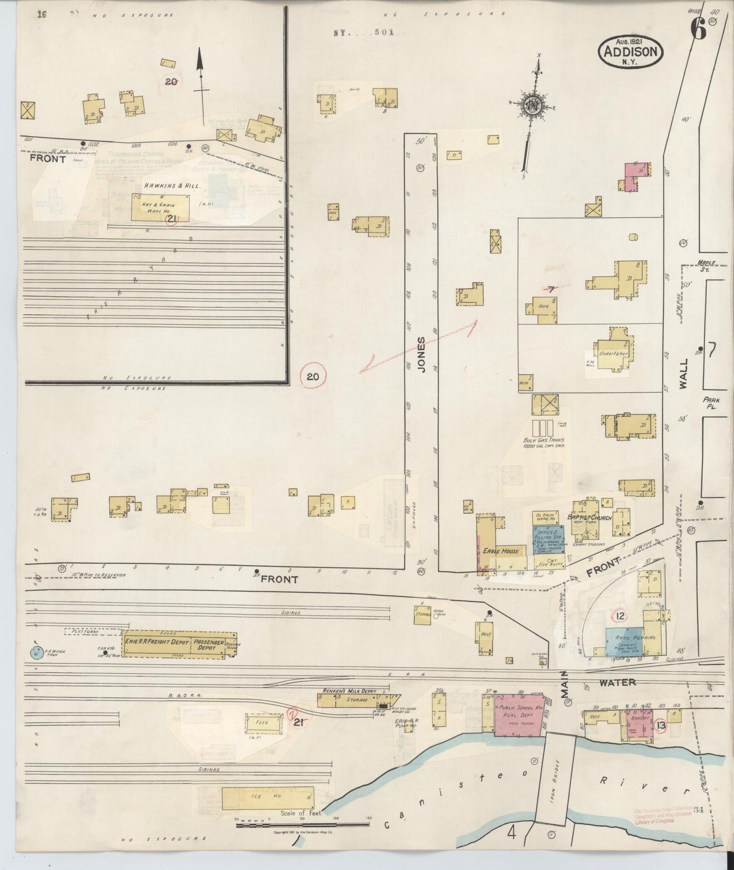 Sanborn Fire Insurance Map from Addison, Steuben County, New York (1945), Sheet #0006 - Complete Map Set gallery image, historic Sanborn map, vintage wall art, New York New York