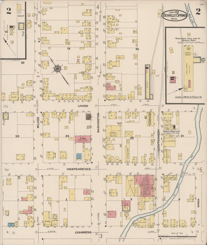 Sanborn Fire Insurance Map from Berkeley Springs, Morgan County, West Virginia (1923), Sheet #0002 - Complete Map Set gallery image, historic Sanborn map, vintage wall art, West Virginia West Virginia