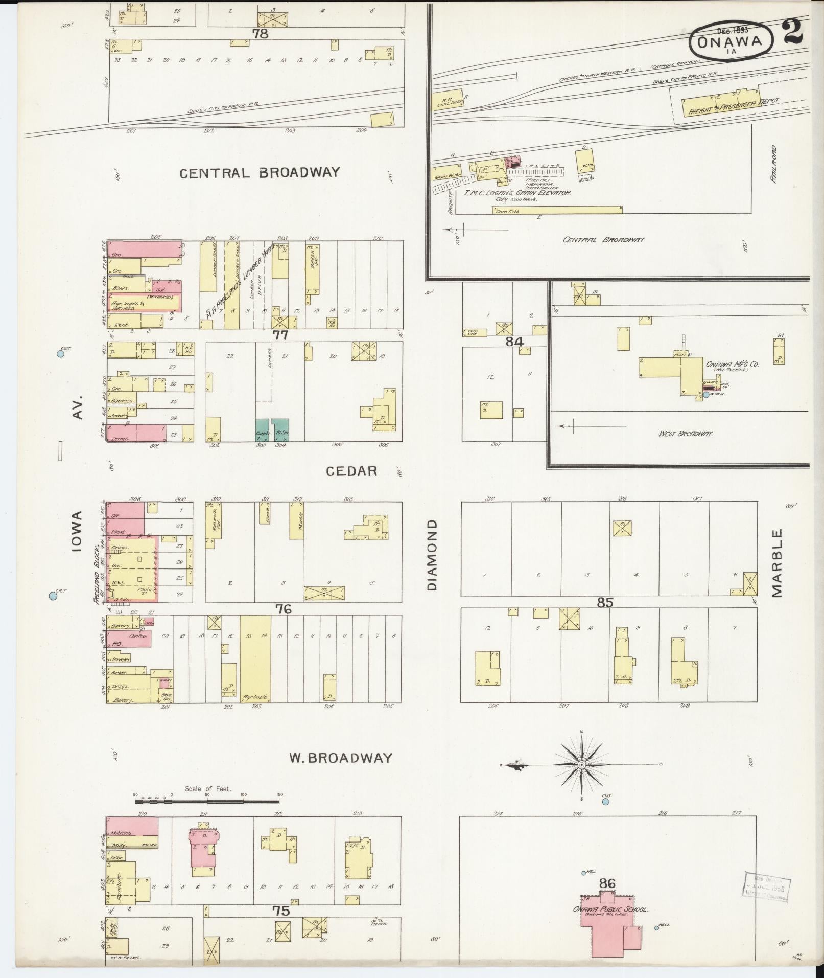 Sanborn Fire Insurance Map from Onawa, Monona County, Iowa (1893), Sheet #0002 - Historic Sanborn Fire Insurance Map Print