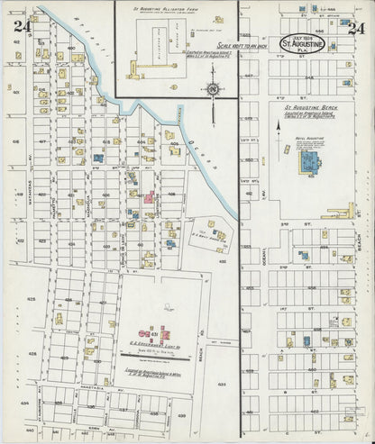 Sanborn Fire Insurance Map from Saint Augustine, Saint John's County, Florida (1924), Sheet #0024 - Complete Map Set gallery image, historic Sanborn map, vintage wall art, Florida Florida