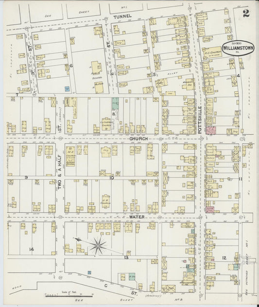 Sanborn Fire Insurance Map from Williamstown, Dauphin County, Pennsylvania (1890), Sheet #0002 - Historic Sanborn Fire Insurance Map Print, vintage old map wall art, antique decor, genealogy gift, Pennsylvania Pennsylvania map