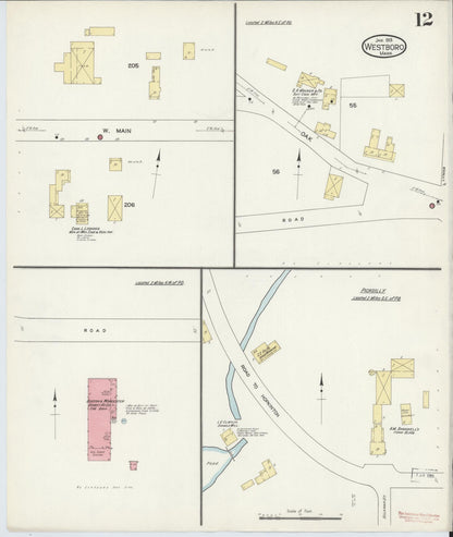 Sanborn Fire Insurance Map from Westboro, Worcester County, Massachusetts (1913), Sheet #0012 - Complete Map Set gallery image, historic Sanborn map, vintage wall art, Massachusetts Massachusetts