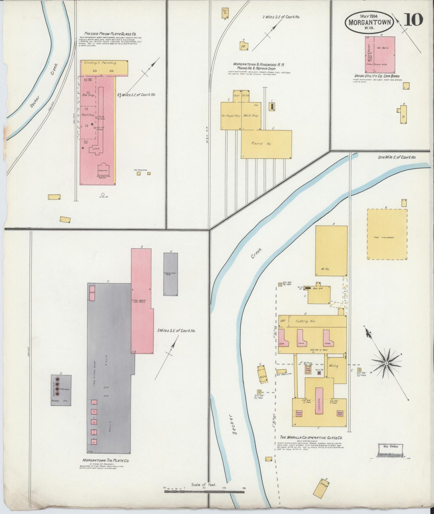 Sanborn Fire Insurance Map from Morgantown, Monongalia County, West Virginia (1904), Sheet #0010 - Complete Map Set gallery image, historic Sanborn map, vintage wall art, West Virginia West Virginia