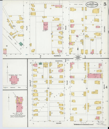 Sanborn Fire Insurance Map from Germantown, Montgomery County, Ohio (1905), Sheet #0005 - Historic Sanborn Fire Insurance Map Print, vintage old map wall art, antique decor, genealogy gift, Ohio Ohio map