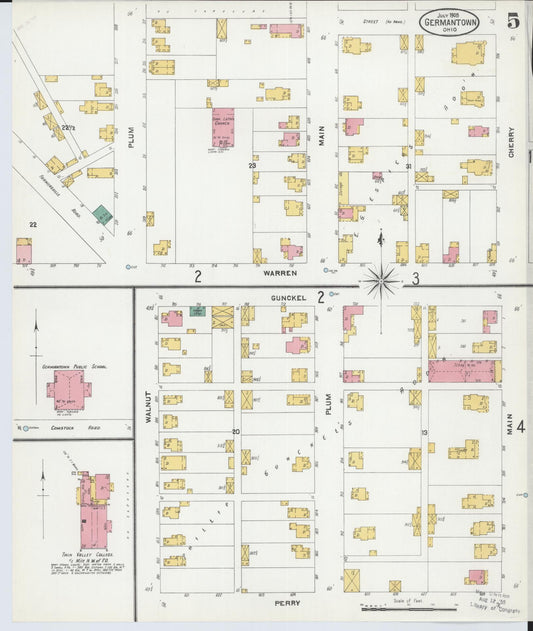 Sanborn Fire Insurance Map from Germantown, Montgomery County, Ohio (1905), Sheet #0005 - Historic Sanborn Fire Insurance Map Print, vintage old map wall art, antique decor, genealogy gift, Ohio Ohio map