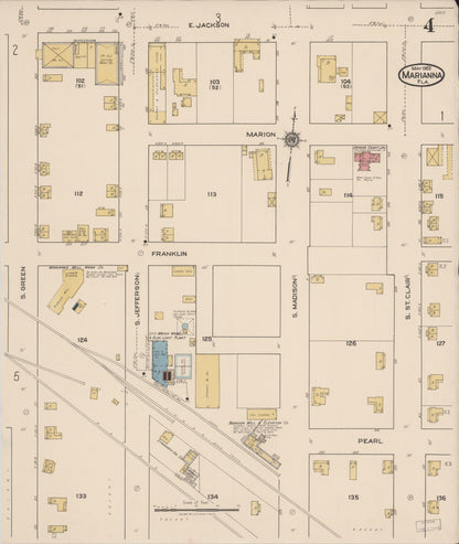 Sanborn Fire Insurance Map from Marianna, Jackson County, Florida (1922), Sheet #0004 - Complete Map Set gallery image, historic Sanborn map, vintage wall art, Florida Florida