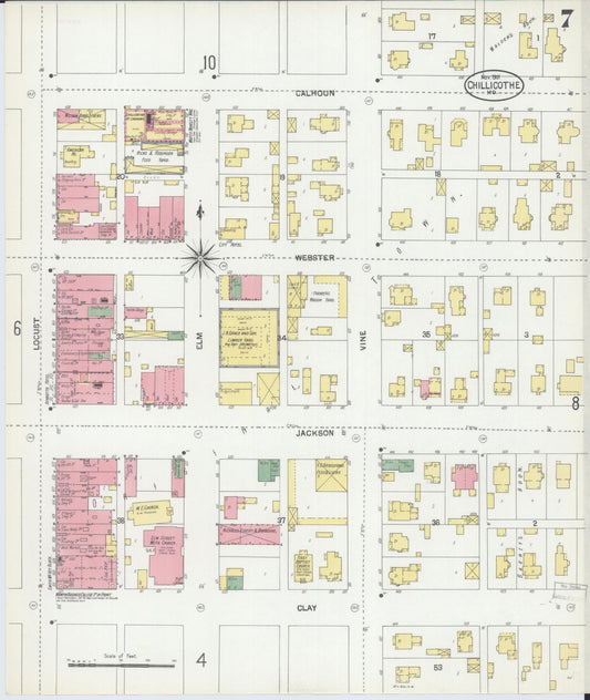Sanborn Fire Insurance Map from Chillicothe, Livingston County, Missouri (1901), Sheet #0007 - Historic Sanborn Fire Insurance Map Print, vintage old map wall art, antique decor, genealogy gift, Missouri Missouri map
