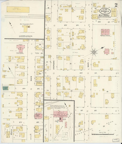 Sanborn Fire Insurance Map from Shoals, Martin County, Indiana (1909), Sheet #0002 - Complete Map Set gallery image, historic Sanborn map, vintage wall art, Indiana Indiana