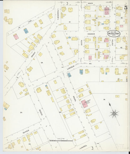Sanborn Fire Insurance Map from Middleport, Meigs County, Ohio (1908), Sheet #0005 - Historic Sanborn Fire Insurance Map Print, vintage old map wall art, antique decor, genealogy gift, Ohio Ohio map