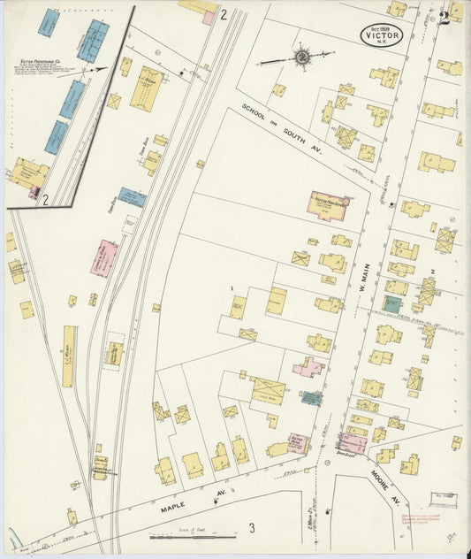 Sanborn Fire Insurance Map from Victor, Ontario County, New York (1909), Sheet #0002 - Historic Sanborn Fire Insurance Map Print, vintage old map wall art, antique decor, genealogy gift, New York New York map