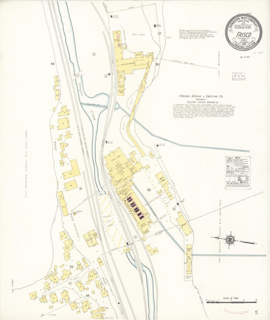 Sanborn Fire Insurance Map from Frisco, Shoshone County, Idaho (1916), Sheet #0001 - Historic Sanborn Fire Insurance Map Print, vintage old map wall art, antique decor, genealogy gift, Idaho Idaho map