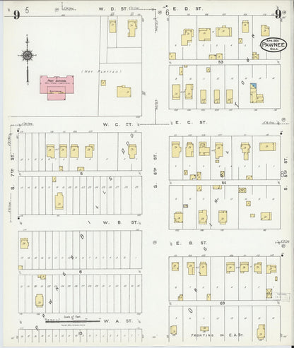 Sanborn Fire Insurance Map from Pawnee, Pawnee County, Oklahoma (1924), Sheet #0009 - Complete Map Set gallery image, historic Sanborn map, vintage wall art, Oklahoma Oklahoma