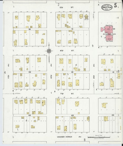 Sanborn Fire Insurance Map from Britton, Marshall County, South Dakota (1921), Sheet #0005 - Complete Map Set gallery image, historic Sanborn map, vintage wall art, South Dakota South Dakota