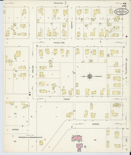 Sanborn Fire Insurance Map from Dowagiac, Cass County, Michigan (1913), Sheet #0002 - Historic Sanborn Fire Insurance Map Print, vintage old map wall art, antique decor, genealogy gift, Michigan Michigan map