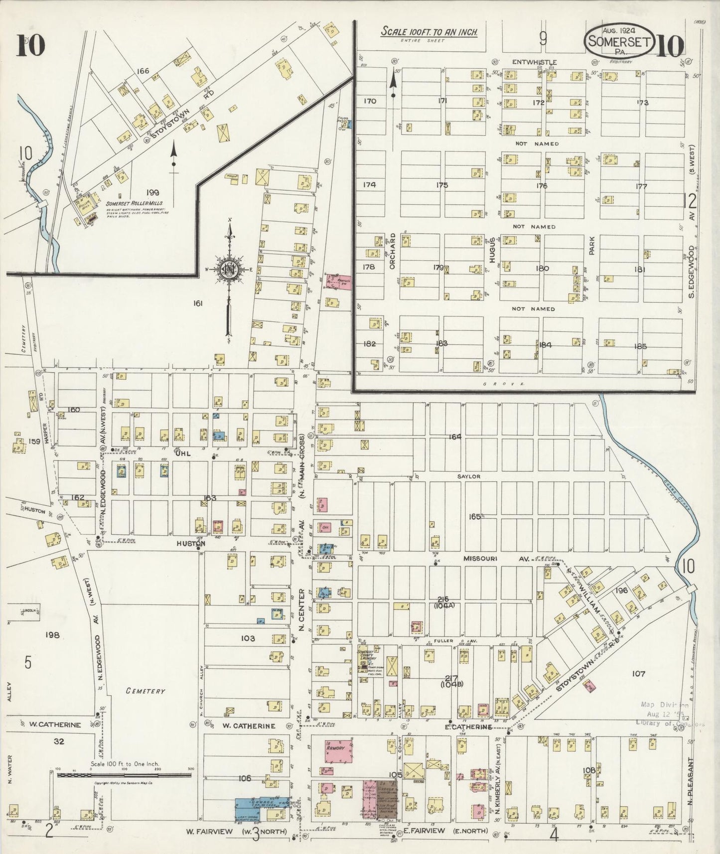 Sanborn Fire Insurance Map from Somerset, Somerset County, Pennsylvania (1924), Sheet #0010 - Complete Map Set gallery image, historic Sanborn map, vintage wall art, Pennsylvania Pennsylvania