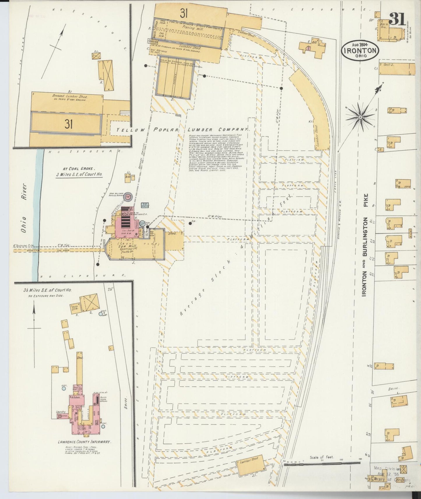 Sanborn Fire Insurance Map from Ironton, Lawrence County, Ohio (1904), Sheet #0031 - Historic Sanborn Fire Insurance Map Print, vintage old map wall art, antique decor, genealogy gift, Ohio Ohio map