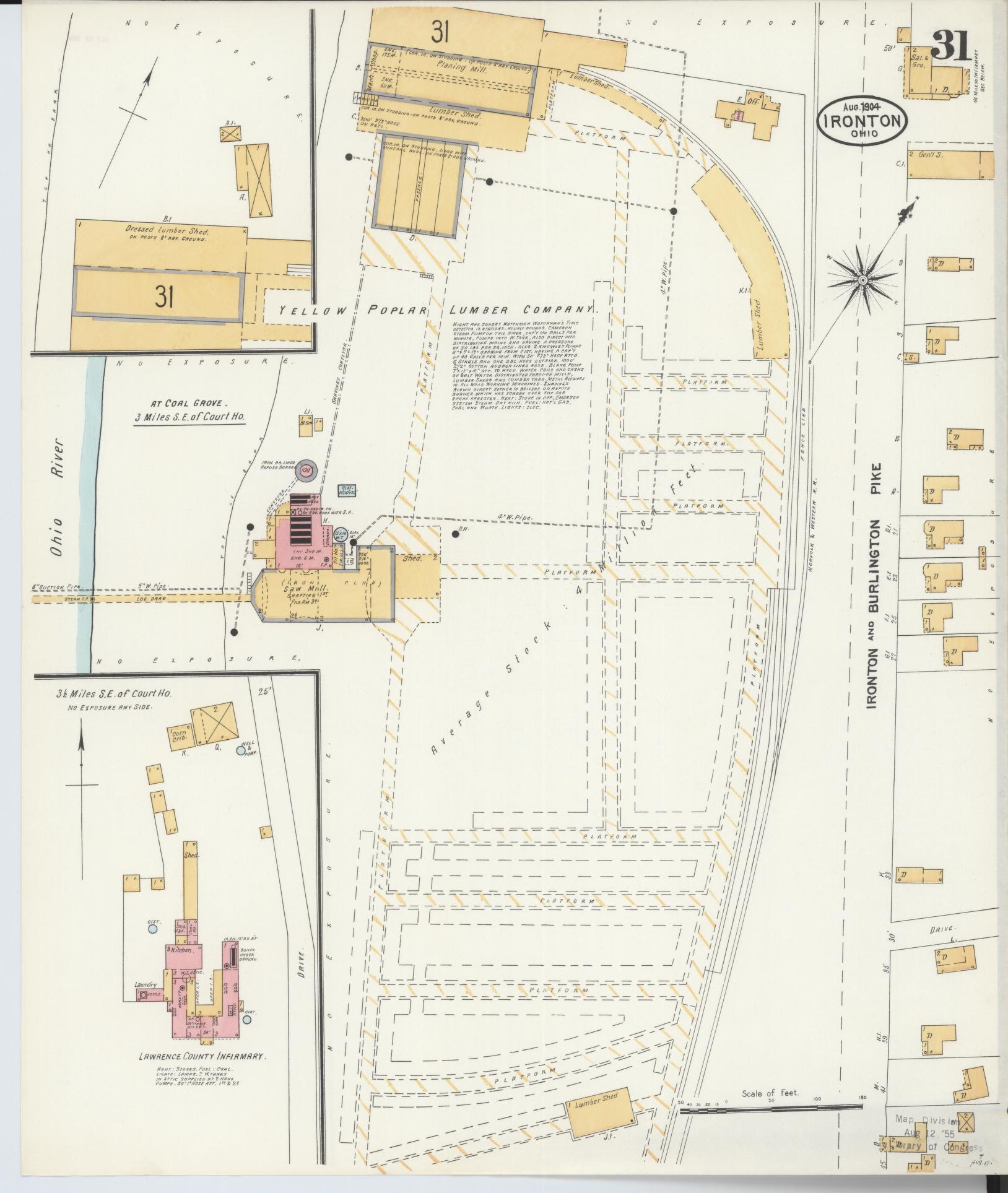 Sanborn Fire Insurance Map from Ironton, Lawrence County, Ohio (1904), Sheet #0031 - Historic Sanborn Fire Insurance Map Print, vintage old map wall art, antique decor, genealogy gift, Ohio Ohio map