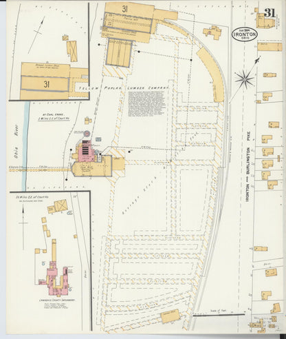 Sanborn Fire Insurance Map from Ironton, Lawrence County, Ohio (1904), Sheet #0031 - Historic Sanborn Fire Insurance Map Print, vintage old map wall art, antique decor, genealogy gift, Ohio Ohio map
