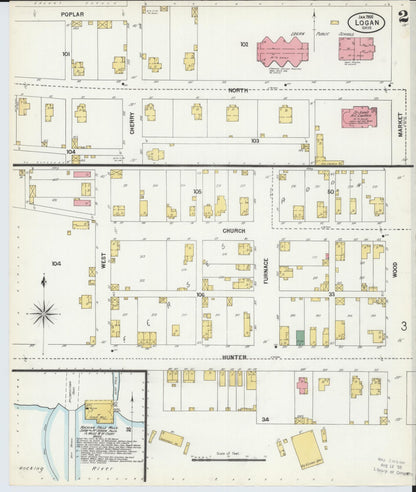 Sanborn Fire Insurance Map from Logan, Hocking County, Ohio (1900), Sheet #0002 - Historic Sanborn Fire Insurance Map Print, vintage old map wall art, antique decor, genealogy gift, Ohio Ohio map