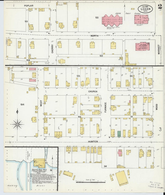 Sanborn Fire Insurance Map from Logan, Hocking County, Ohio (1900), Sheet #0002 - Historic Sanborn Fire Insurance Map Print, vintage old map wall art, antique decor, genealogy gift, Ohio Ohio map