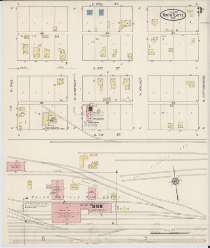 Sanborn Fire Insurance Map from North Platte, Lincoln County, Nebraska (1915), Sheet #0003 - Complete Map Set gallery image, historic Sanborn map, vintage wall art, Nebraska Nebraska