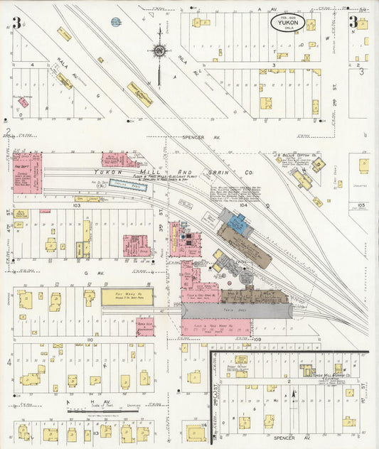 Sanborn Fire Insurance Map from Yukon, Canadian County, Oklahoma (1929), Sheet #0003 - Historic Sanborn Fire Insurance Map Print, vintage old map wall art, antique decor, genealogy gift, Oklahoma Oklahoma map