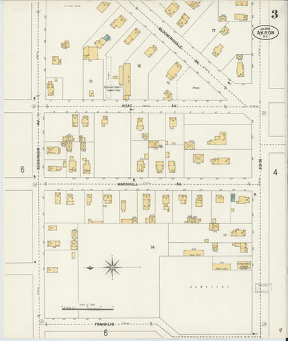 Sanborn Fire Insurance Map from Akron, Erie County, New York (1900), Sheet #0003 - Complete Map Set gallery image, historic Sanborn map, vintage wall art, New York New York