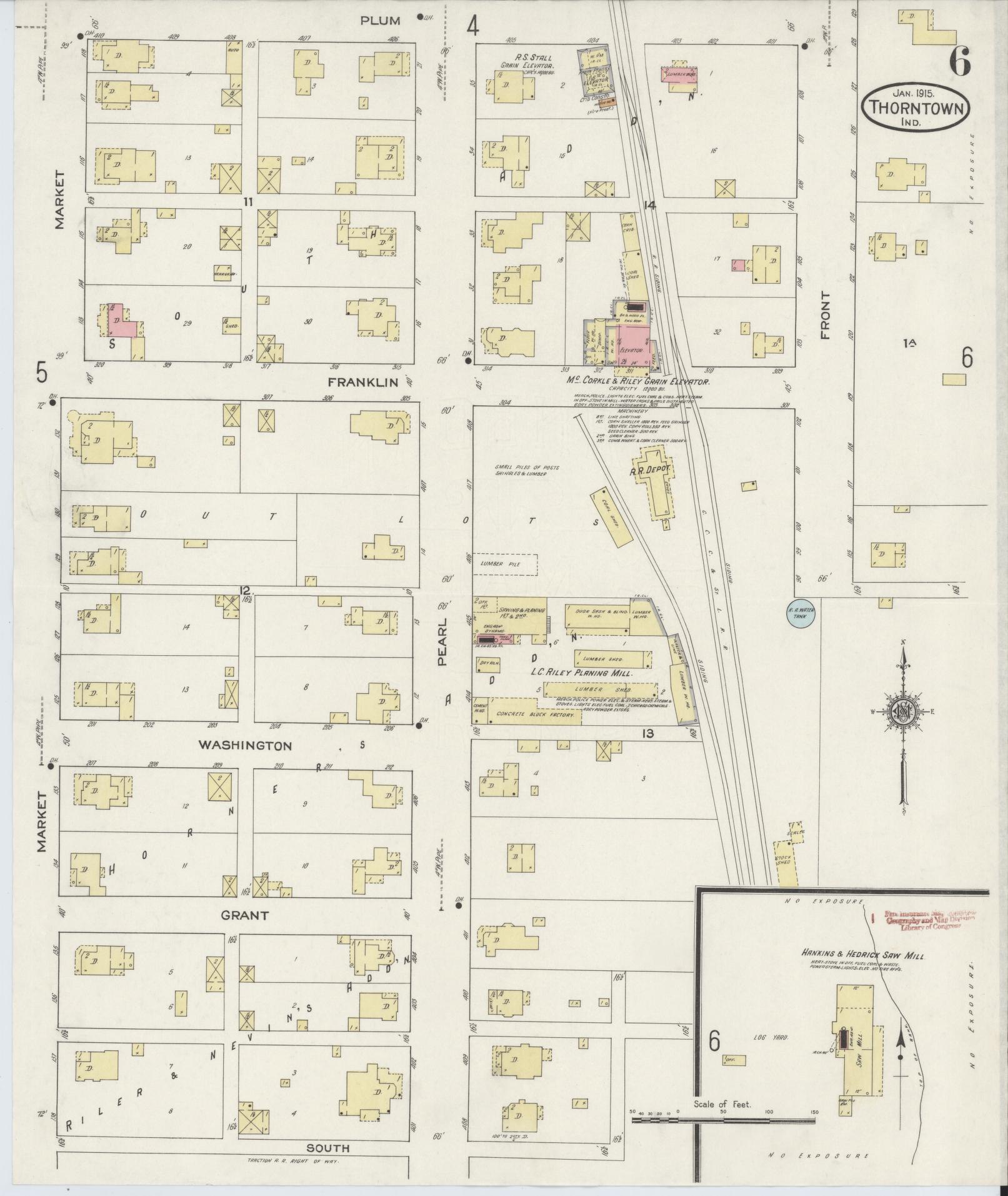 Sanborn Fire Insurance Map from Thorntown, Boone County, Indiana (1915), Sheet #0006 - Complete Map Set gallery image, historic Sanborn map, vintage wall art, Indiana Indiana