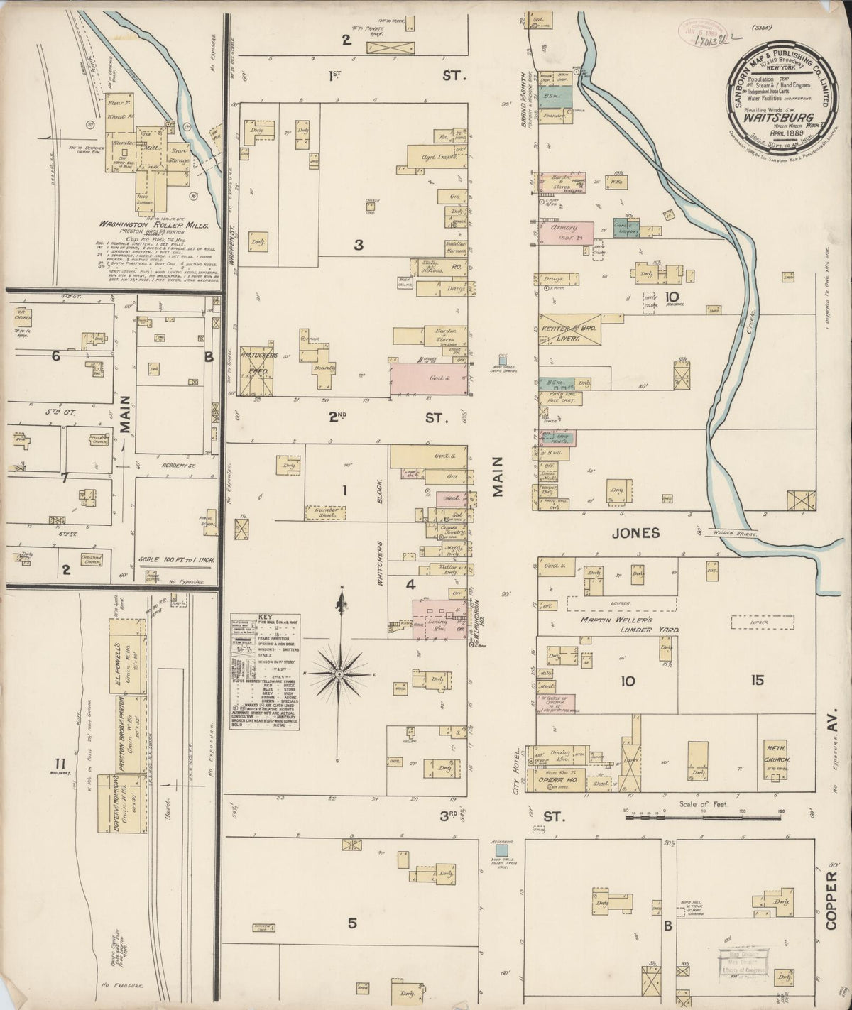 Sanborn Fire Insurance Map from Waitsburg, Walla Walla County, Washington (1889), Sheet #0001 - Historic Sanborn Fire Insurance Map Print, vintage old map wall art, antique decor, genealogy gift, Washington Washington map